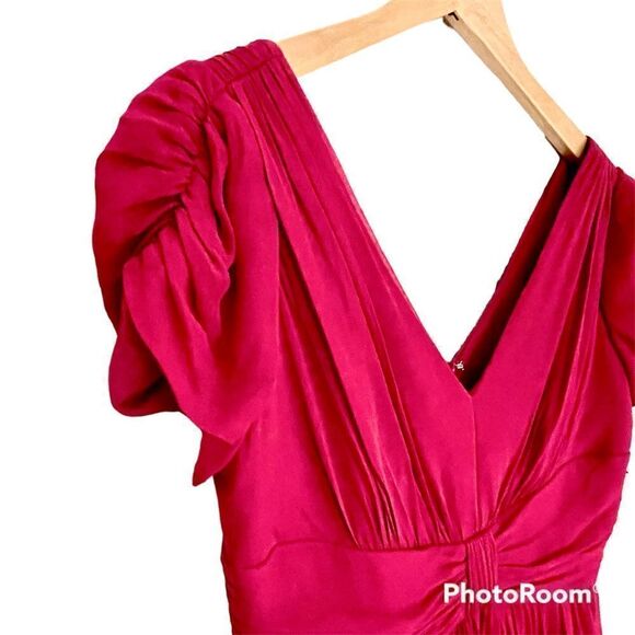 Suzy Chin Silk Double V Neck Midi Dress size 4 - Picture 2 of 9